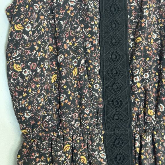 Boho Hi Low Halter Dress XS Brown Floral Dark Prairie Earthy Whimsigoth Hippie - Picture 6 of 16